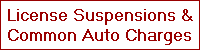 License Suspensions &
Common Auto Charges